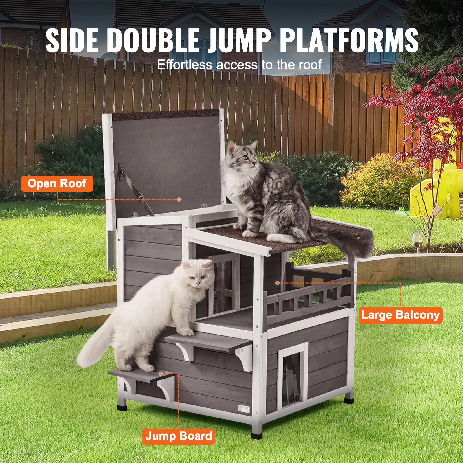 2-Story Outdoor Wooden Cat House