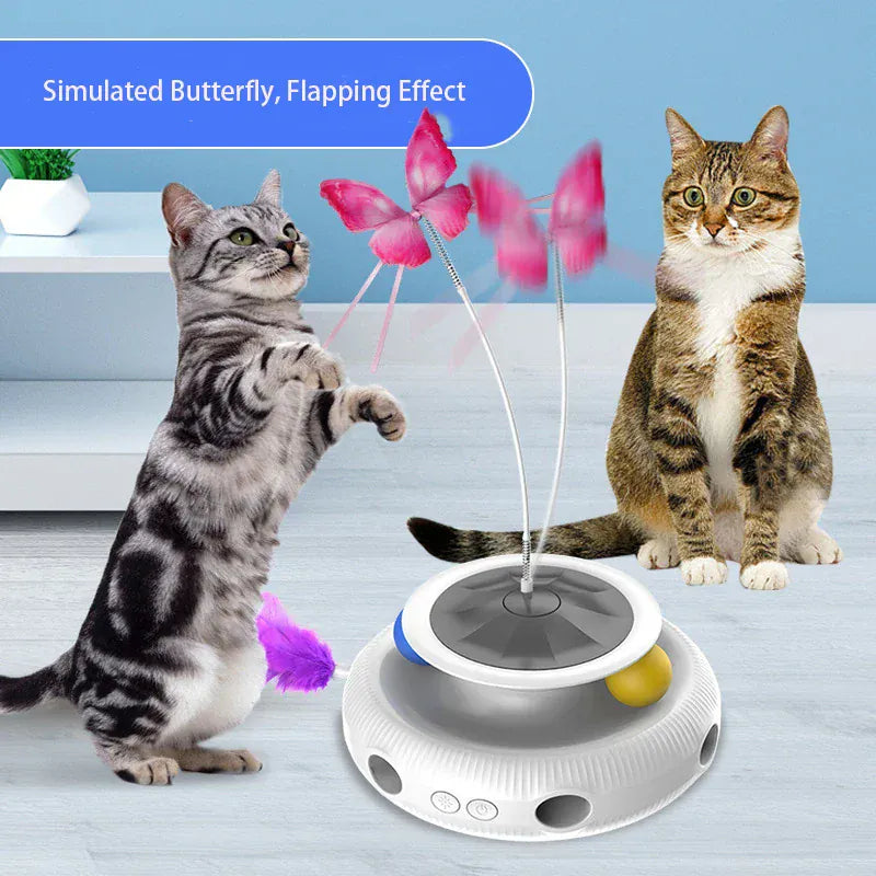 TechnuPet Smart Cat Toys White 3-in-1 Interactive Cat Toy Set