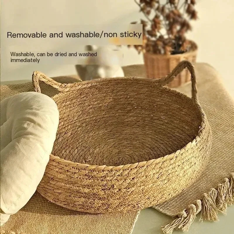 Hand-Woven Rattan Cat Bed