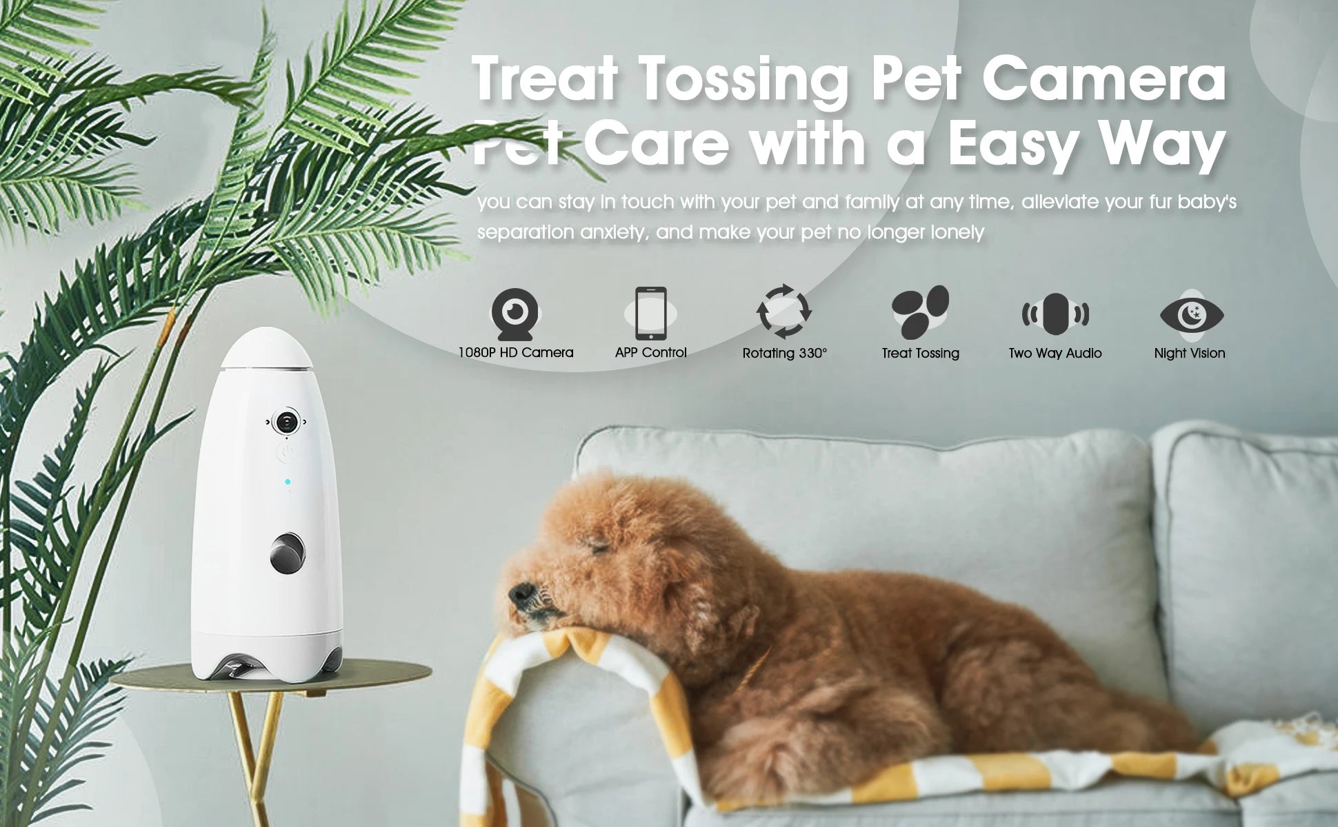 Caméra intelligente pour chien avec distributeur de friandises