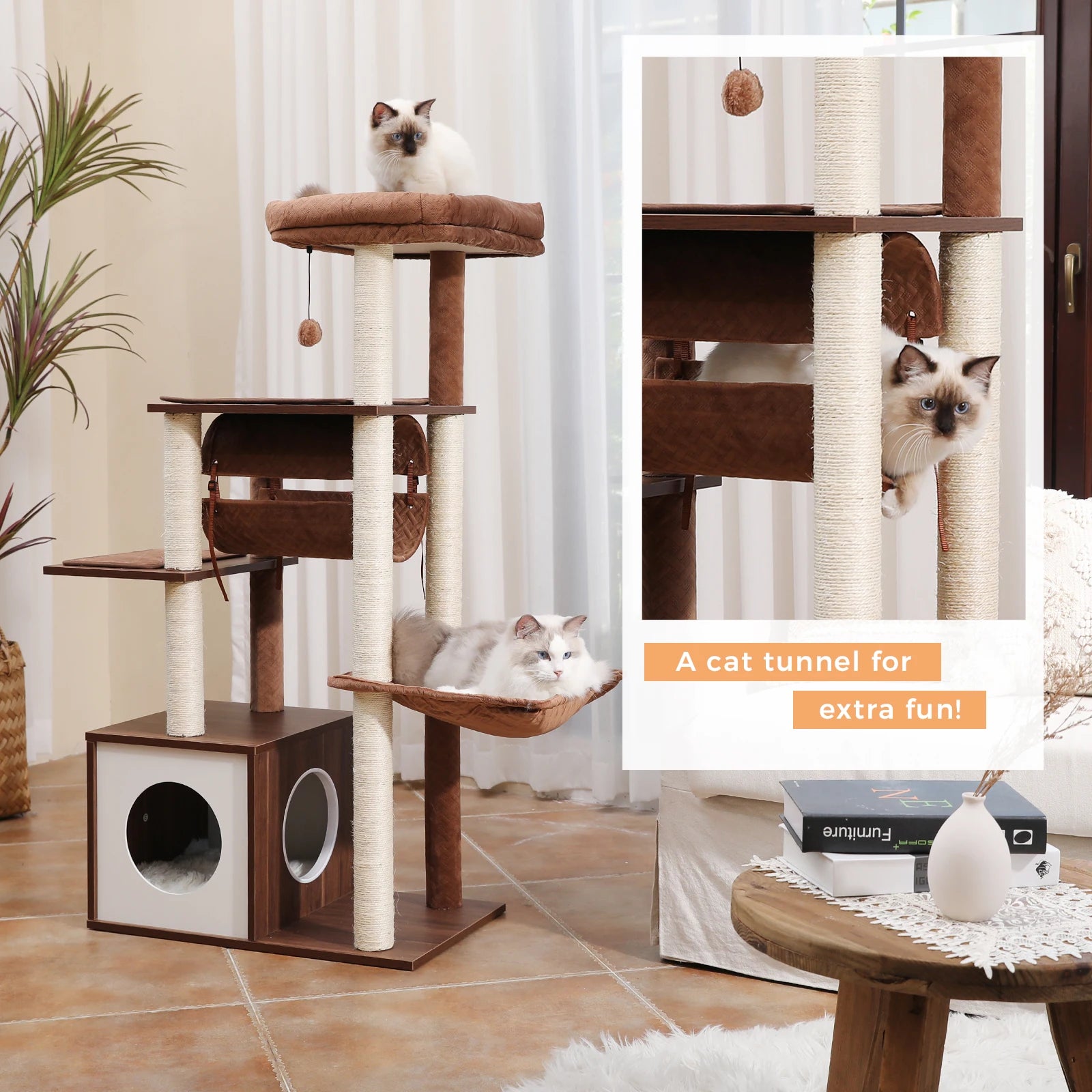 Arbre à chat moderne en bois