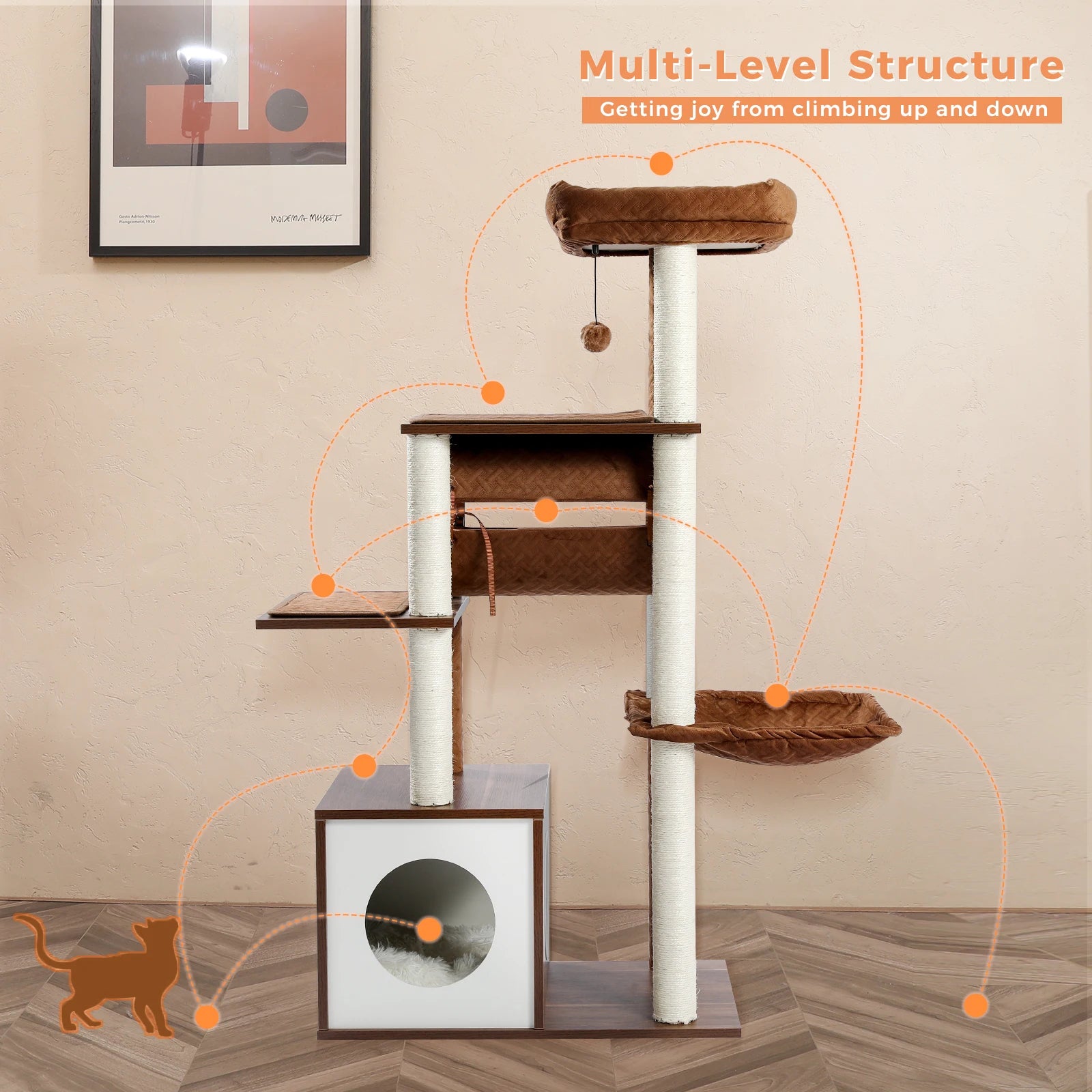 Arbre à chat moderne en bois