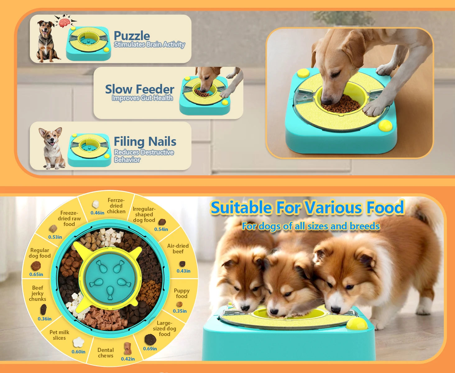 Jouet puzzle interactif 3 en 1 pour chien