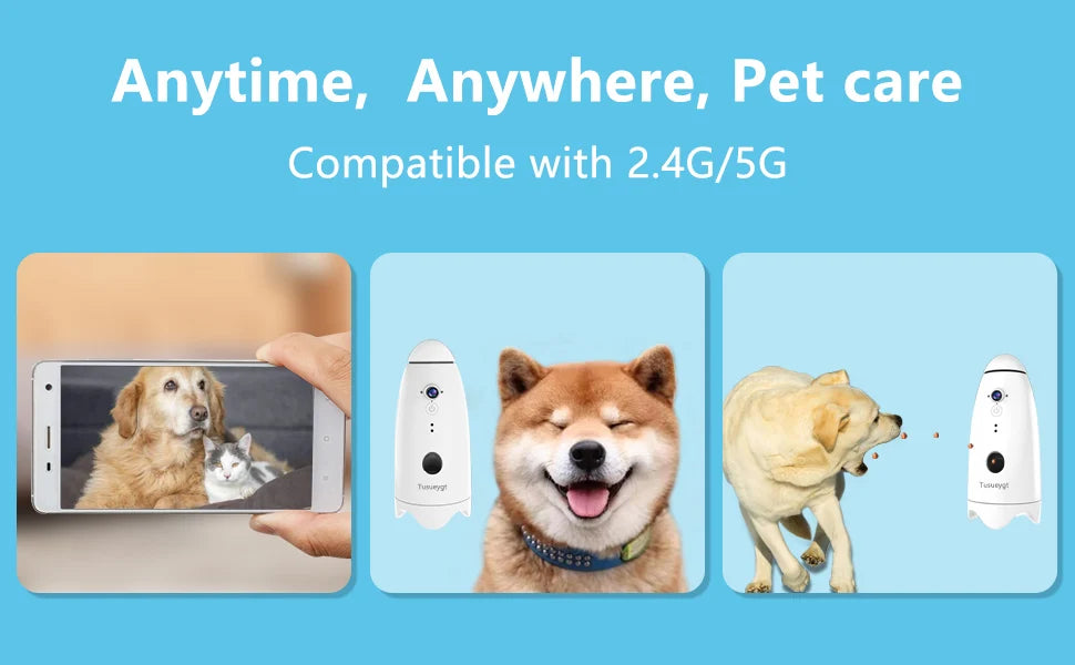 Caméra intelligente pour chien avec distributeur de friandises