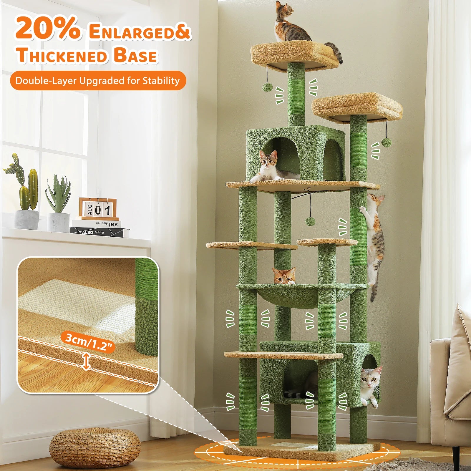 Grand arbre à chat multi-niveaux