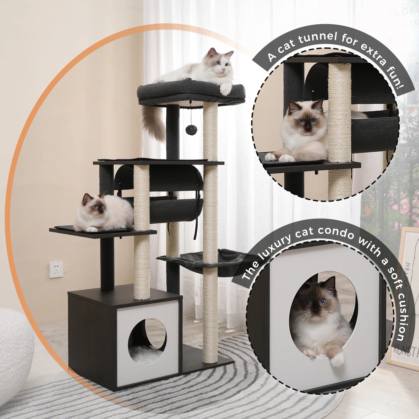 Arbre à chat moderne en bois