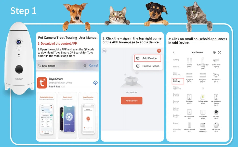 Caméra intelligente pour chien avec distributeur de friandises