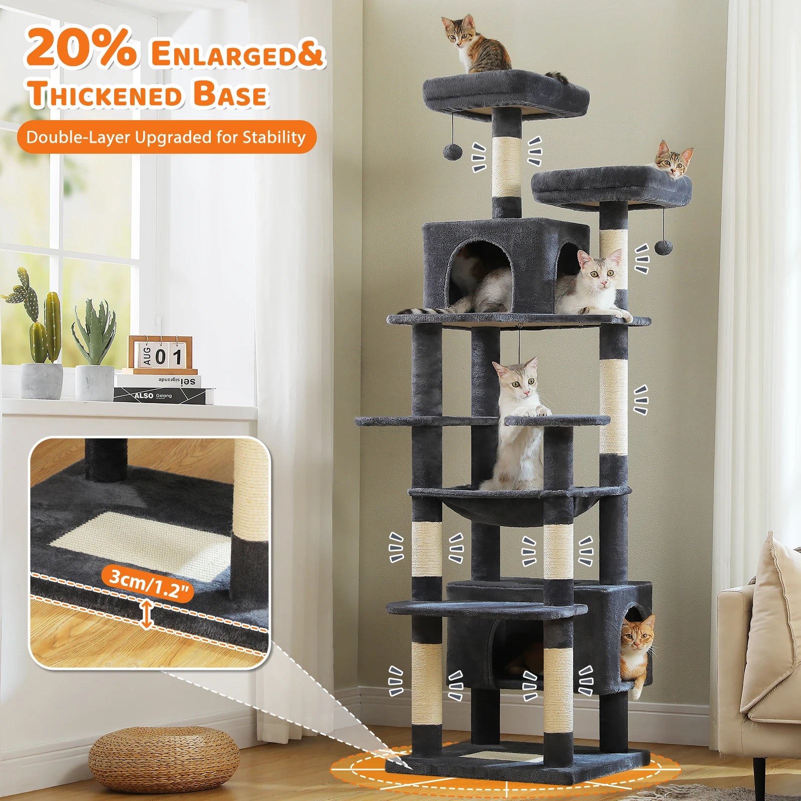Grand arbre à chat multi-niveaux