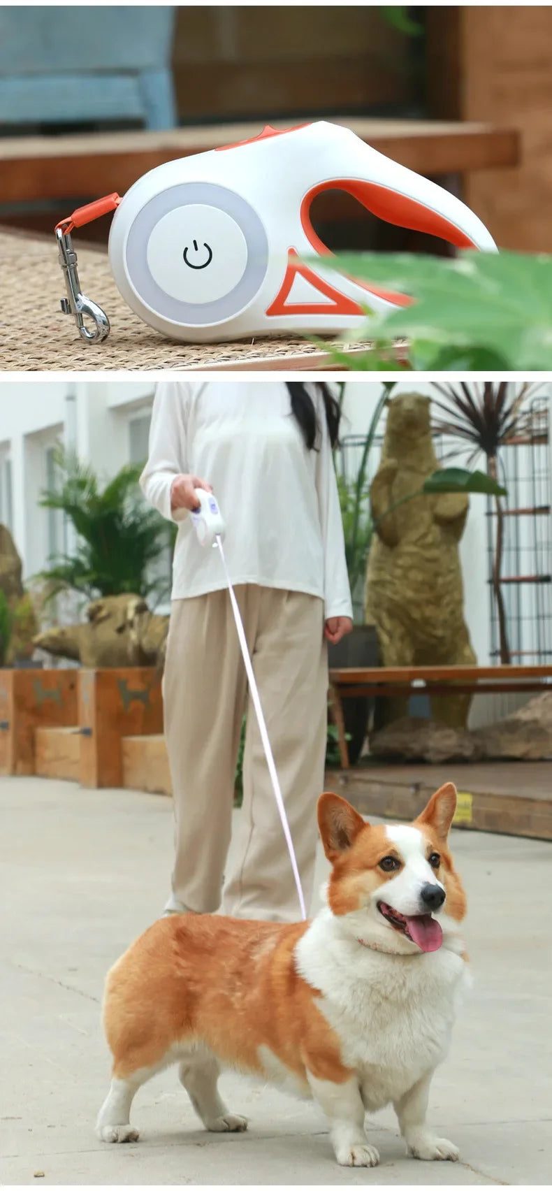 Laisse rétractable pour chien à LED