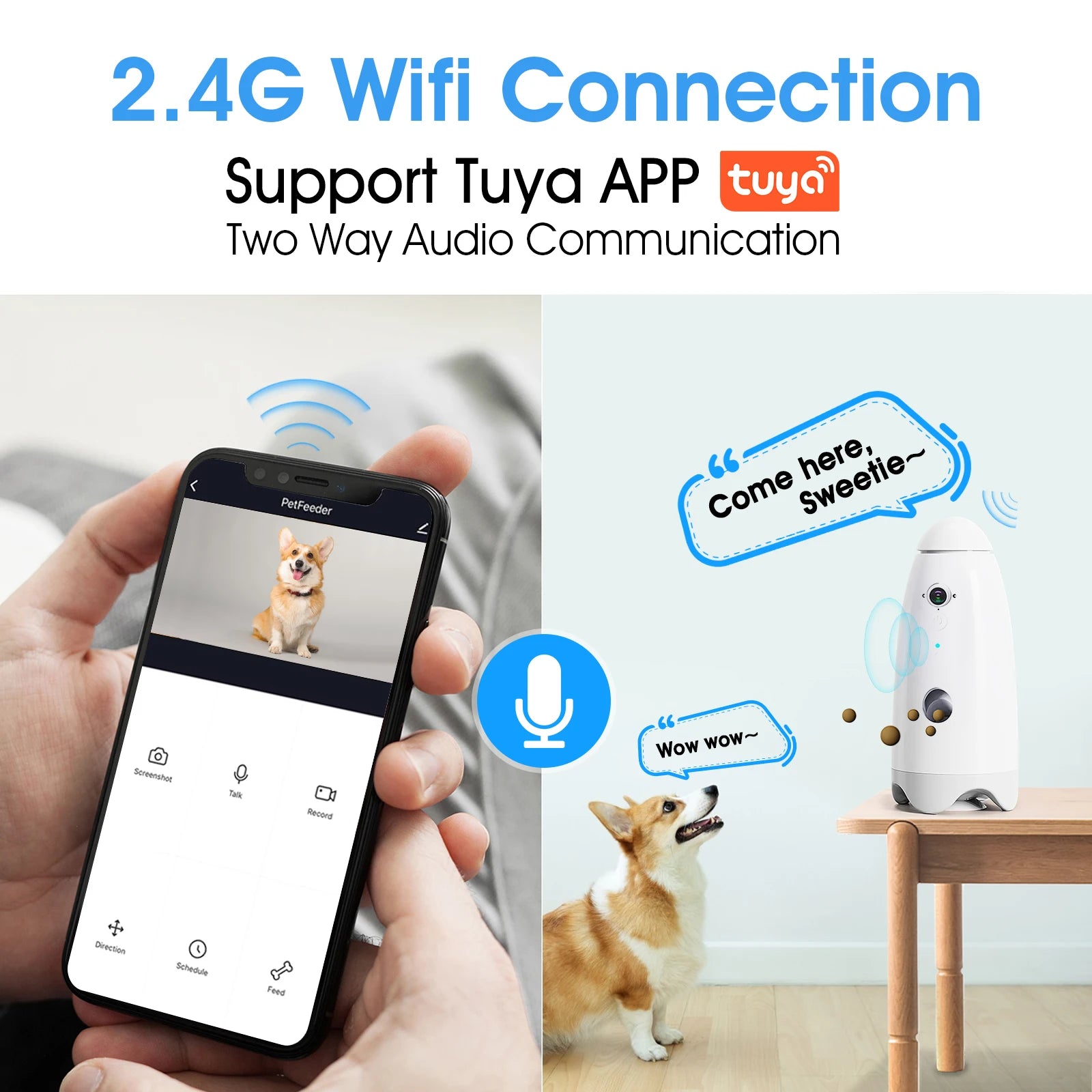 Caméra intelligente pour chien avec distributeur de friandises