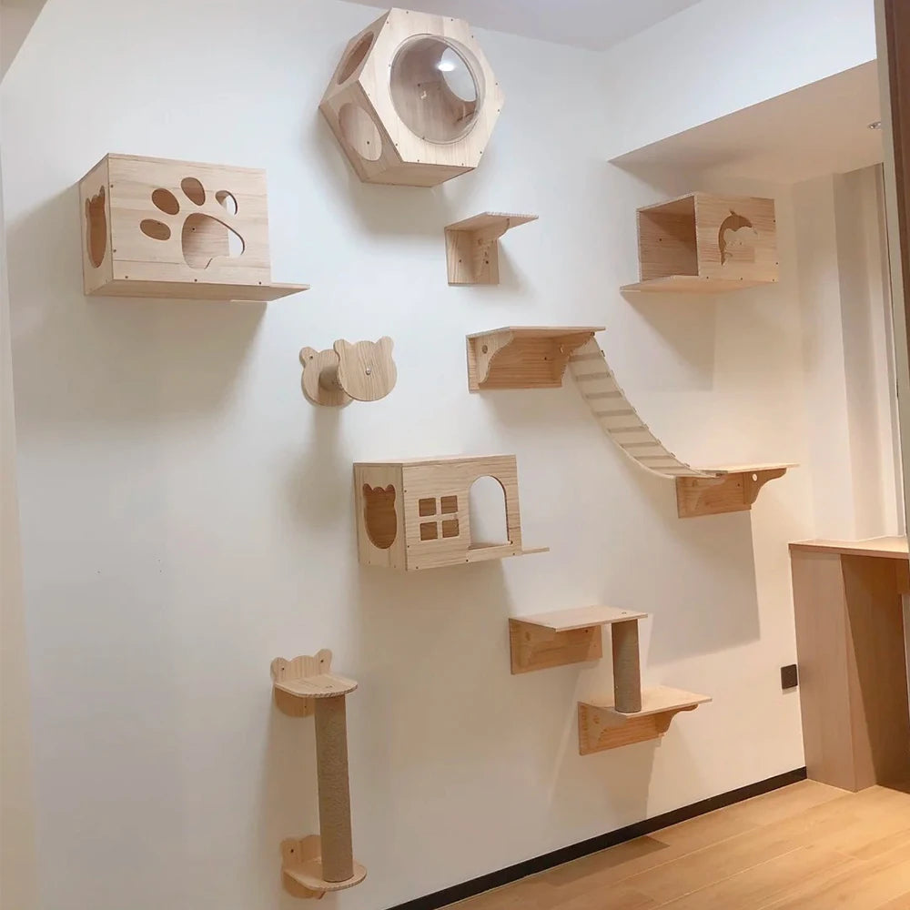 Arbre à chat mural et étagères