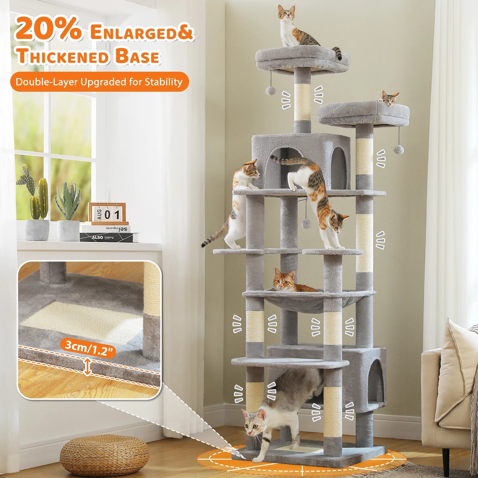 Grand arbre à chat multi-niveaux