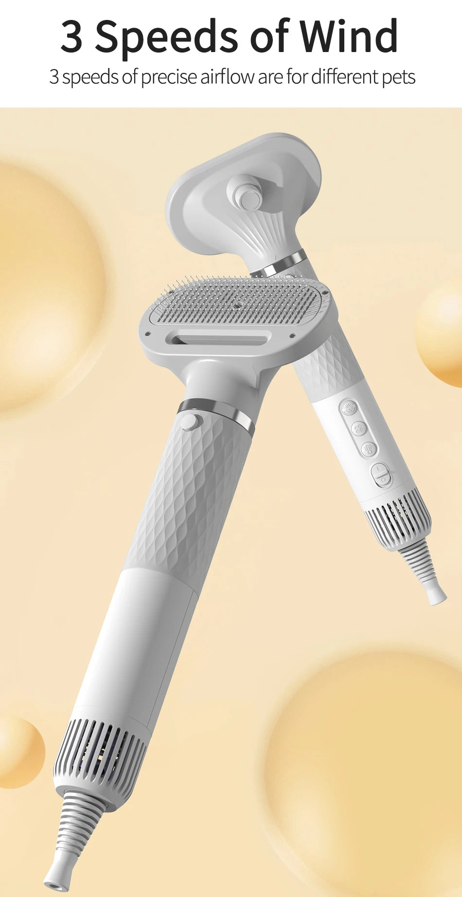 Sèche-cheveux et brosse de toilettage 2 en 1 pour animaux de compagnie