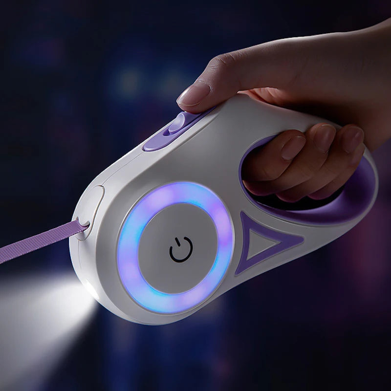 Laisse rétractable pour chien à LED