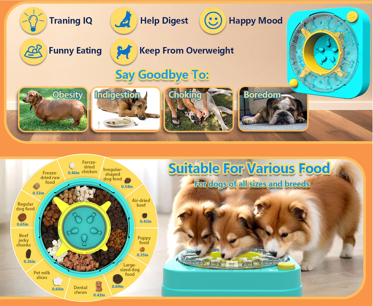 Jouet puzzle interactif 3 en 1 pour chien
