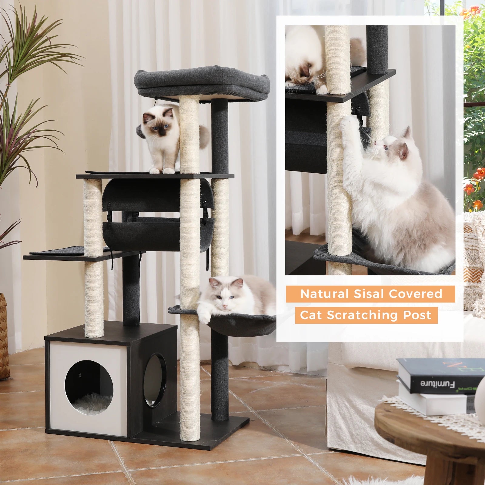 Arbre à chat moderne en bois