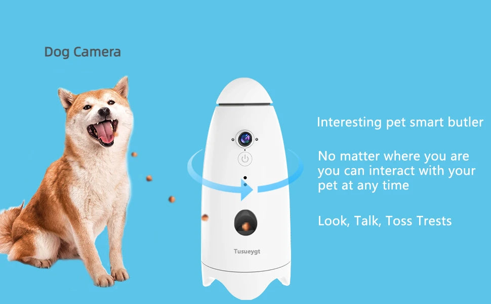 Caméra intelligente pour chien avec distributeur de friandises