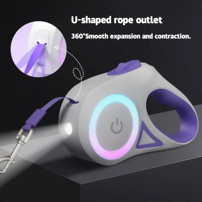 Laisse rétractable pour chien à LED