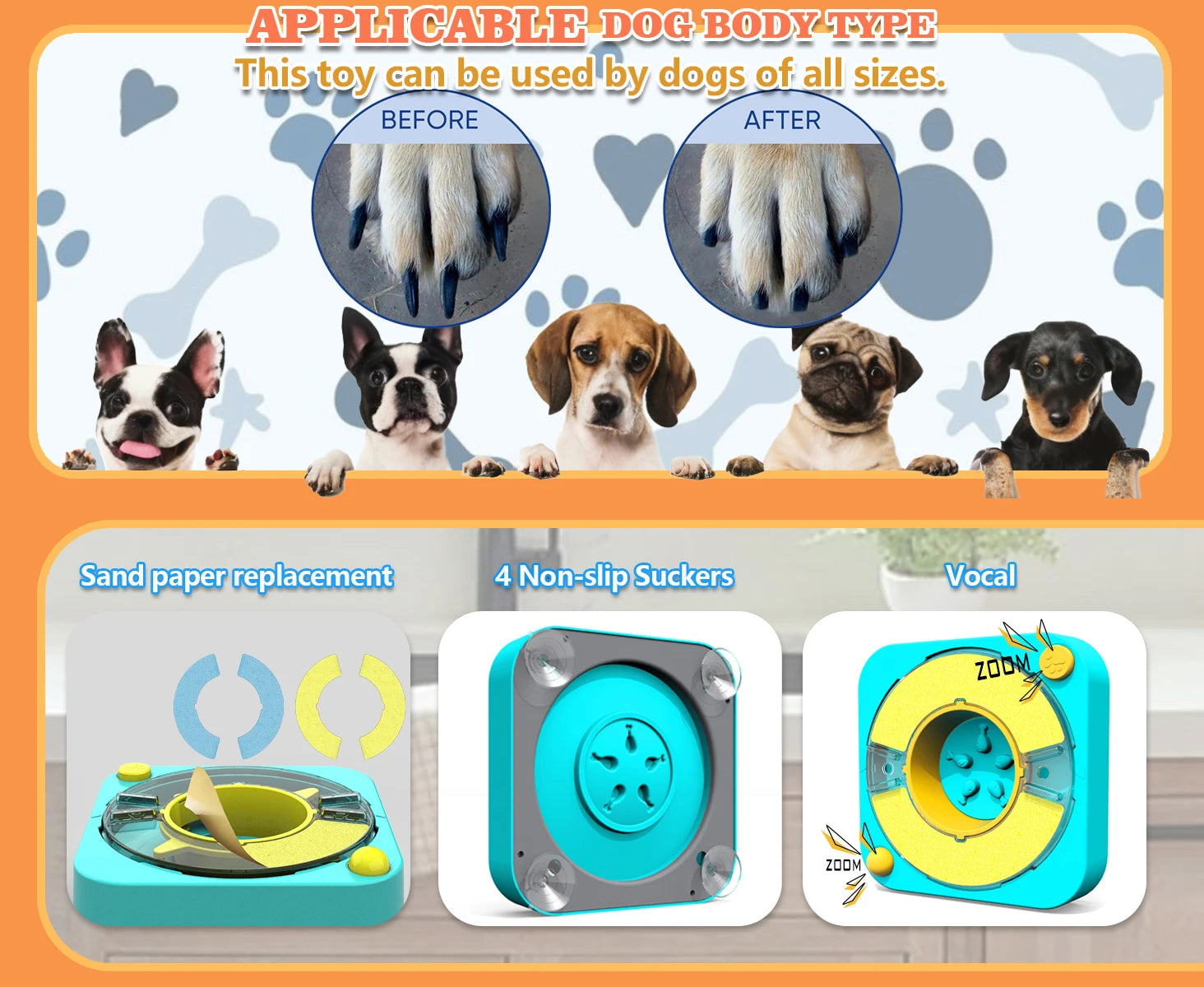 Jouet puzzle interactif 3 en 1 pour chien