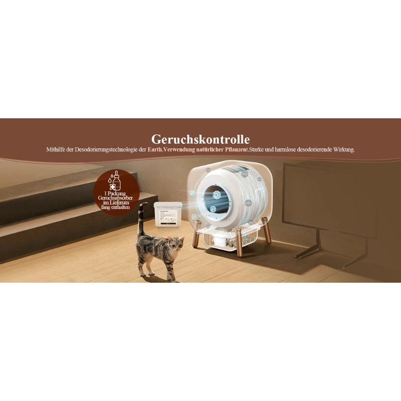 Smart Cat Litter Box with Wood Design