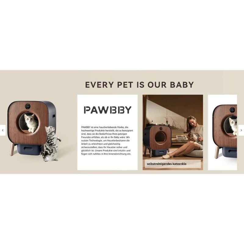 Smart Cat Litter Box with Wood Design