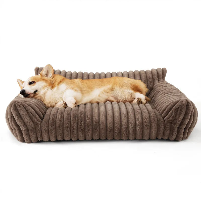 Striped Plush Cat Bed