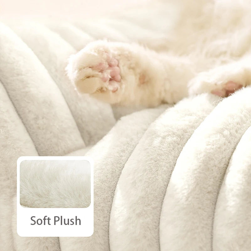 Striped Plush Cat Bed