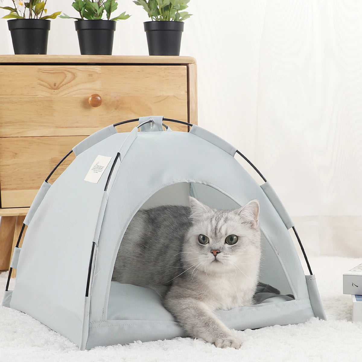 Winter Clamshell Cat Tent Bed