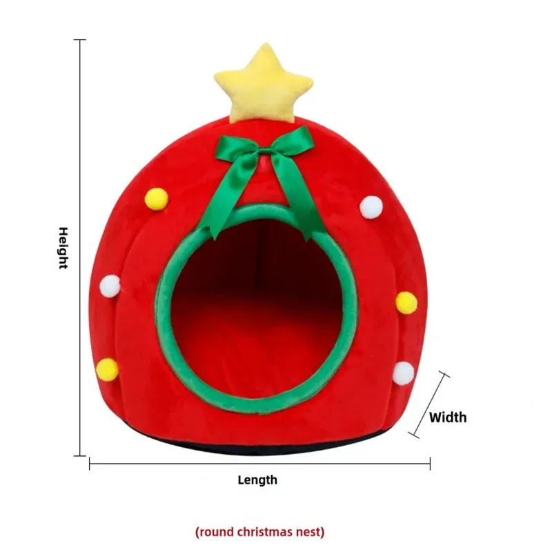 TechnuPet Cat Bed Christmas Tree Cat Bed with Gift Box Design