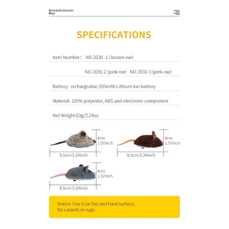 TechnuPet Smart Cat Toys Fast-Moving Electric Plush Mouse