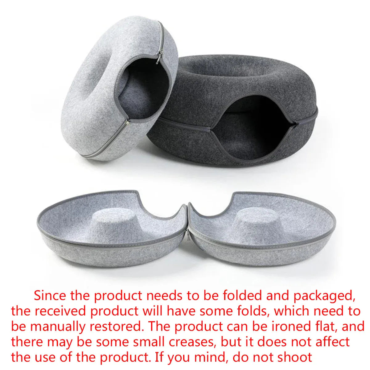 TechnuPet Cat Bed Felt Donut Cat Bed & Tunnel