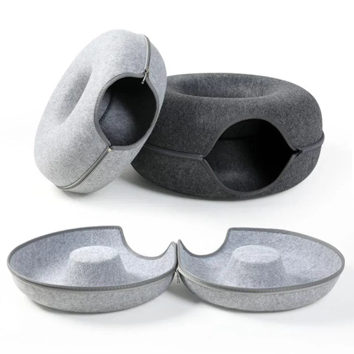 TechnuPet Cat Bed Felt Donut Cat Bed & Tunnel