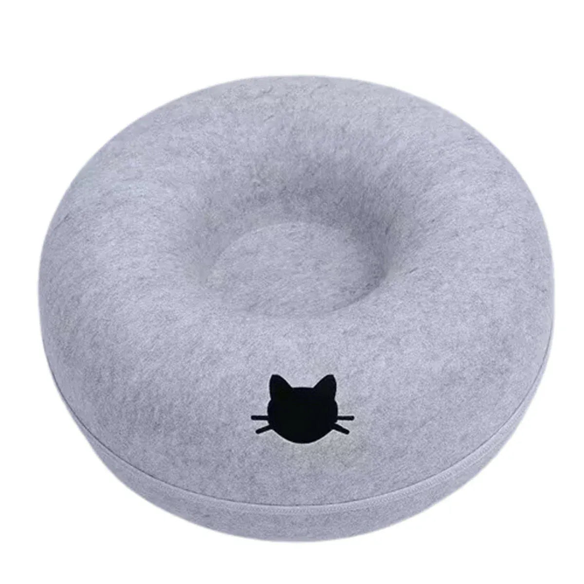 TechnuPet Cat Bed Light Grey with hole / M 50 Felt Donut Cat Bed & Tunnel