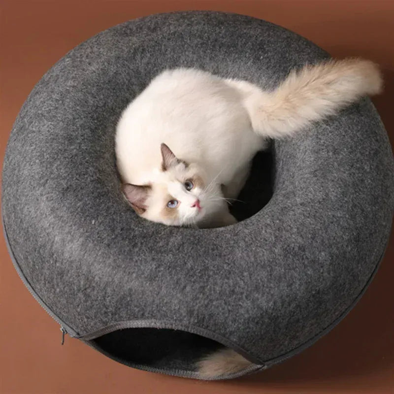 TechnuPet Cat Bed Felt Donut Cat Bed & Tunnel