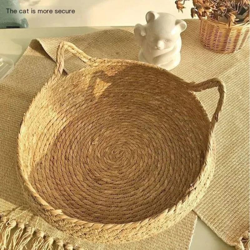 TechnuPet Cat Bed Hand-Woven Rattan Cat Bed