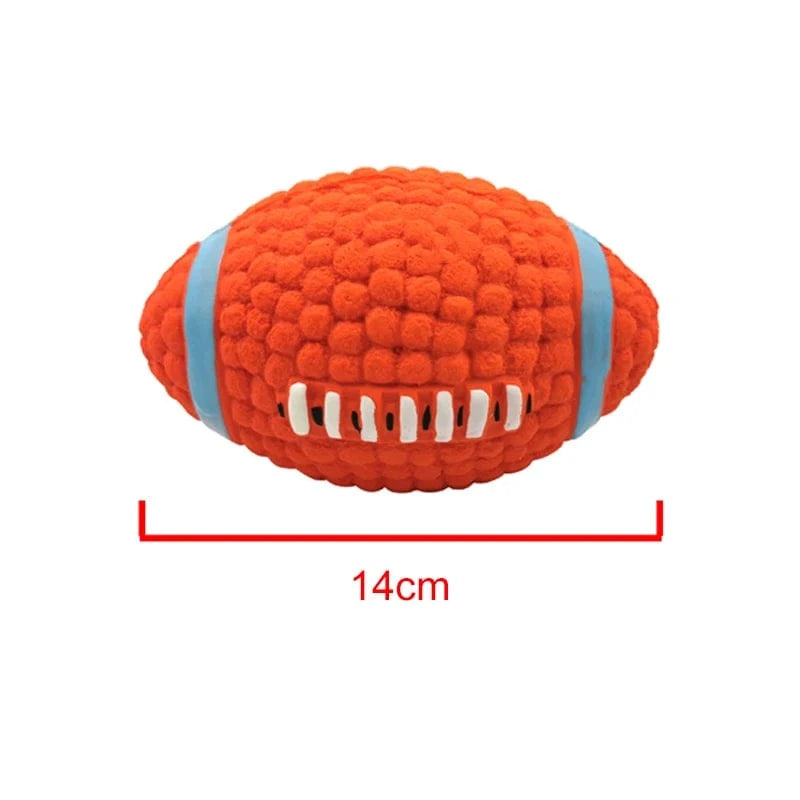 TechnuPet Dog Toys Rugby L Latex Sports Ball Squeaky Dog Toy