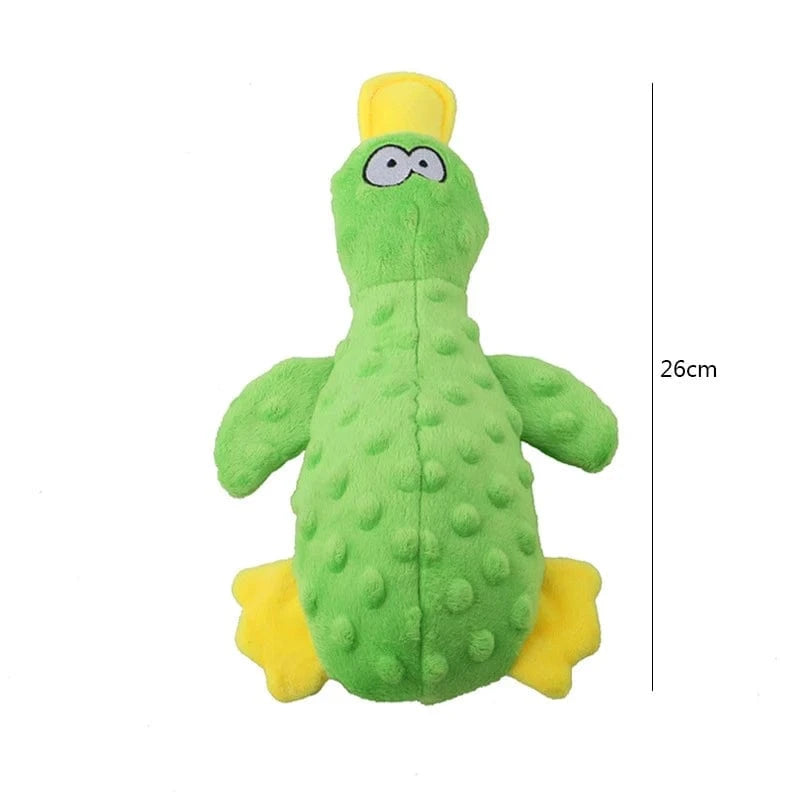 TechnuPet Dog Toys Green Plush Duck Squeaky Dog Toy