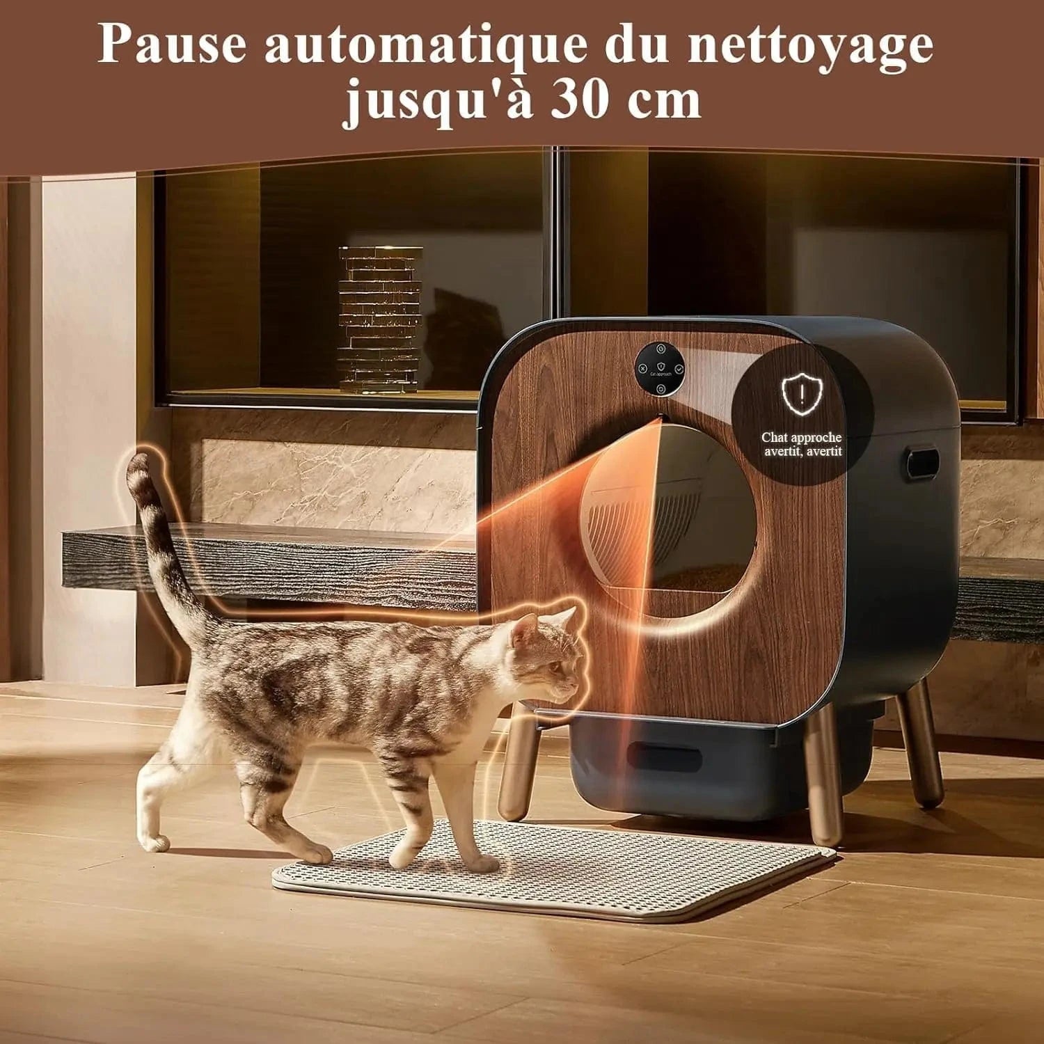TechnuPet Cat Litters Smart Cat Litter Box with Wood Design