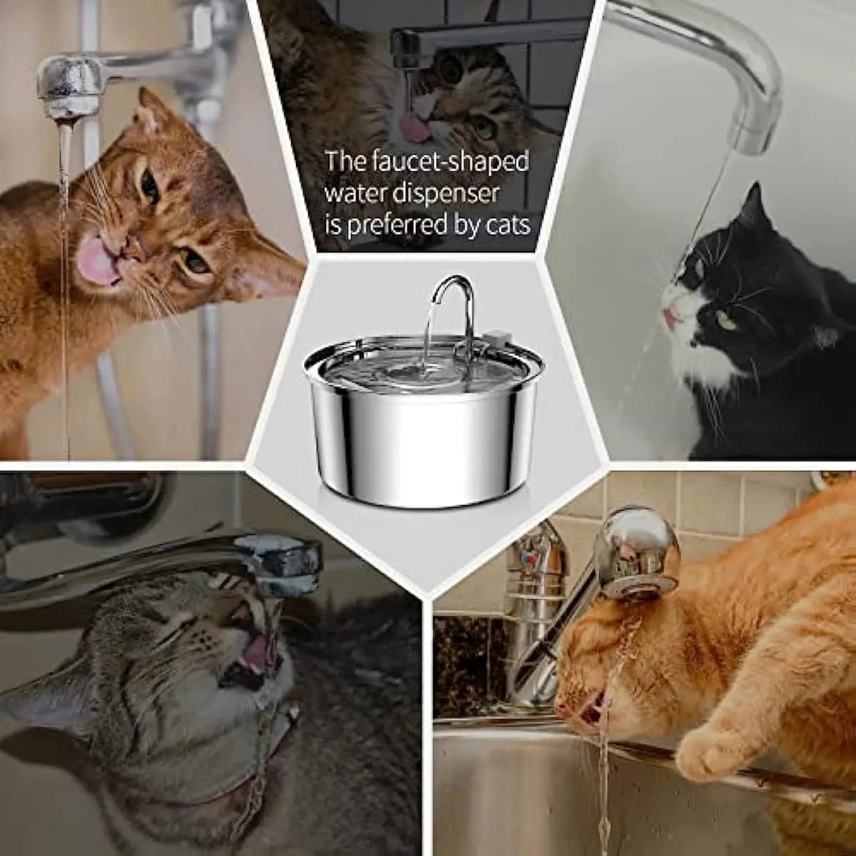 TechnuPet Dog Bowls Stainless Steel Cat Water Fountain