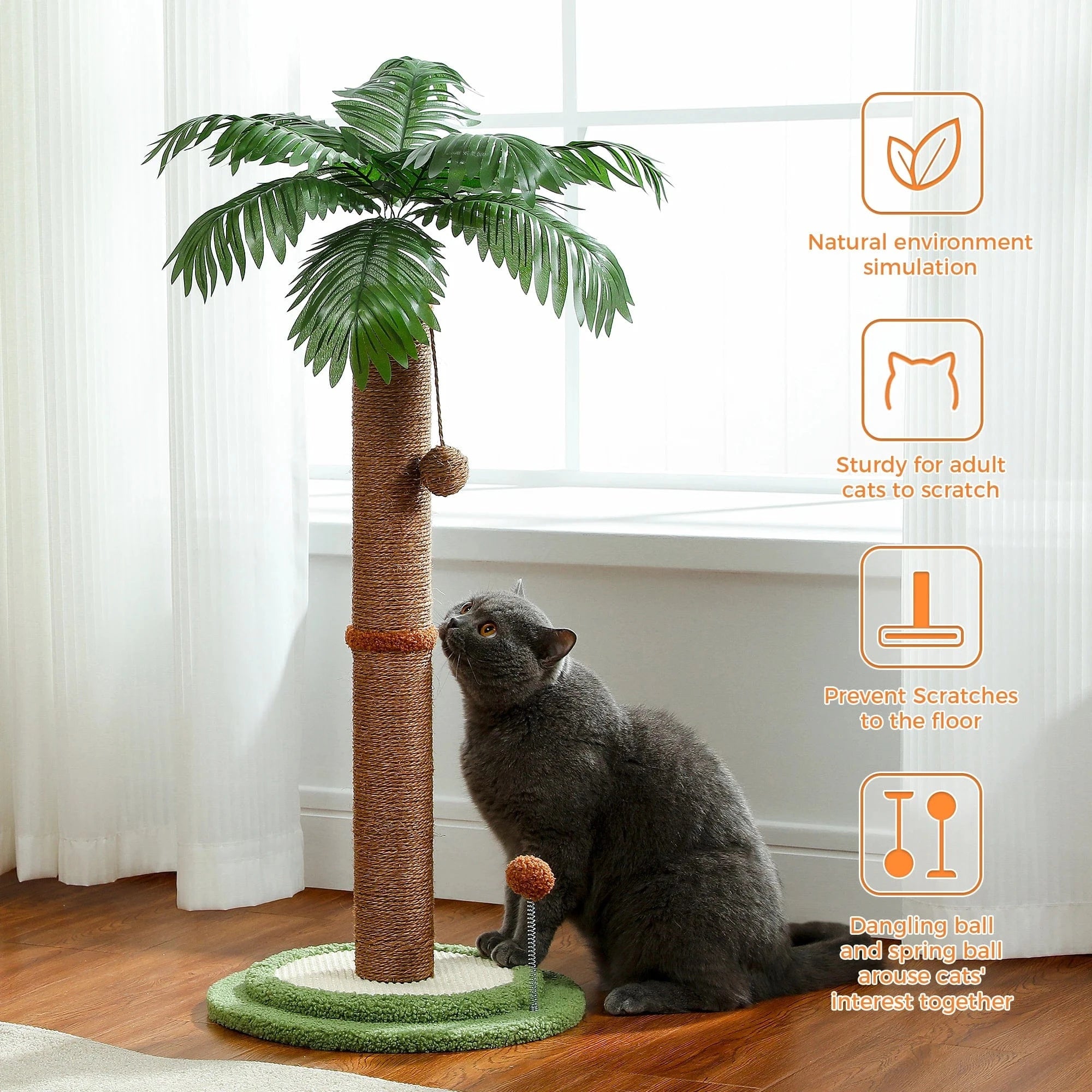 TechnuPet Cat Scratching Post Tall Cat Scratching Post with Spring Ball