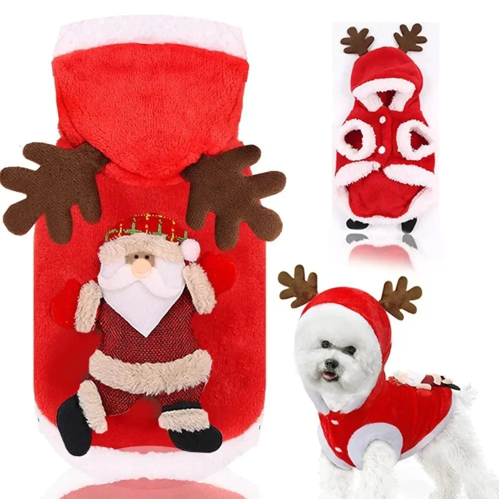 TechnuPet Dog Christmas Outfit Santa Claus / S Warm Christmas Hoodie for Dogs