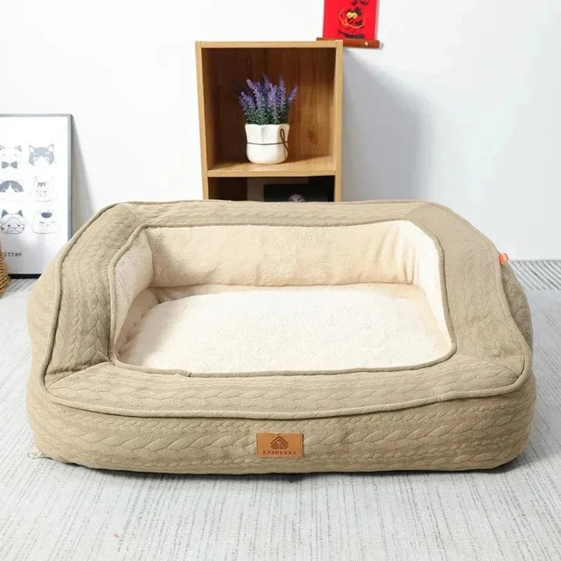 TechnuPet Dog Bed Brown / XL 66X55X24cm Warm Sofa Pet Bed for Cats and Dogs