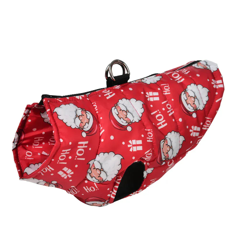 TechnuPet Dog Christmas Outfit Waterproof Christmas Print Dog Jacket Coat