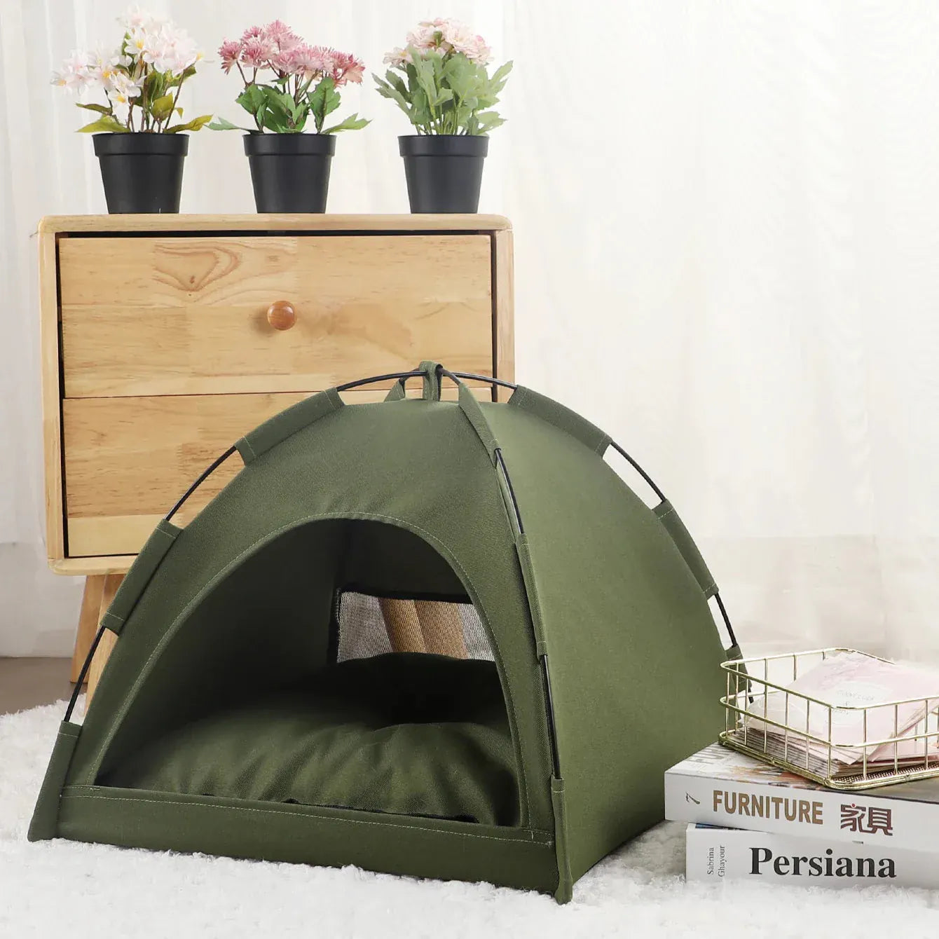 TechnuPet Cat Bed Winter Clamshell Cat Tent Bed