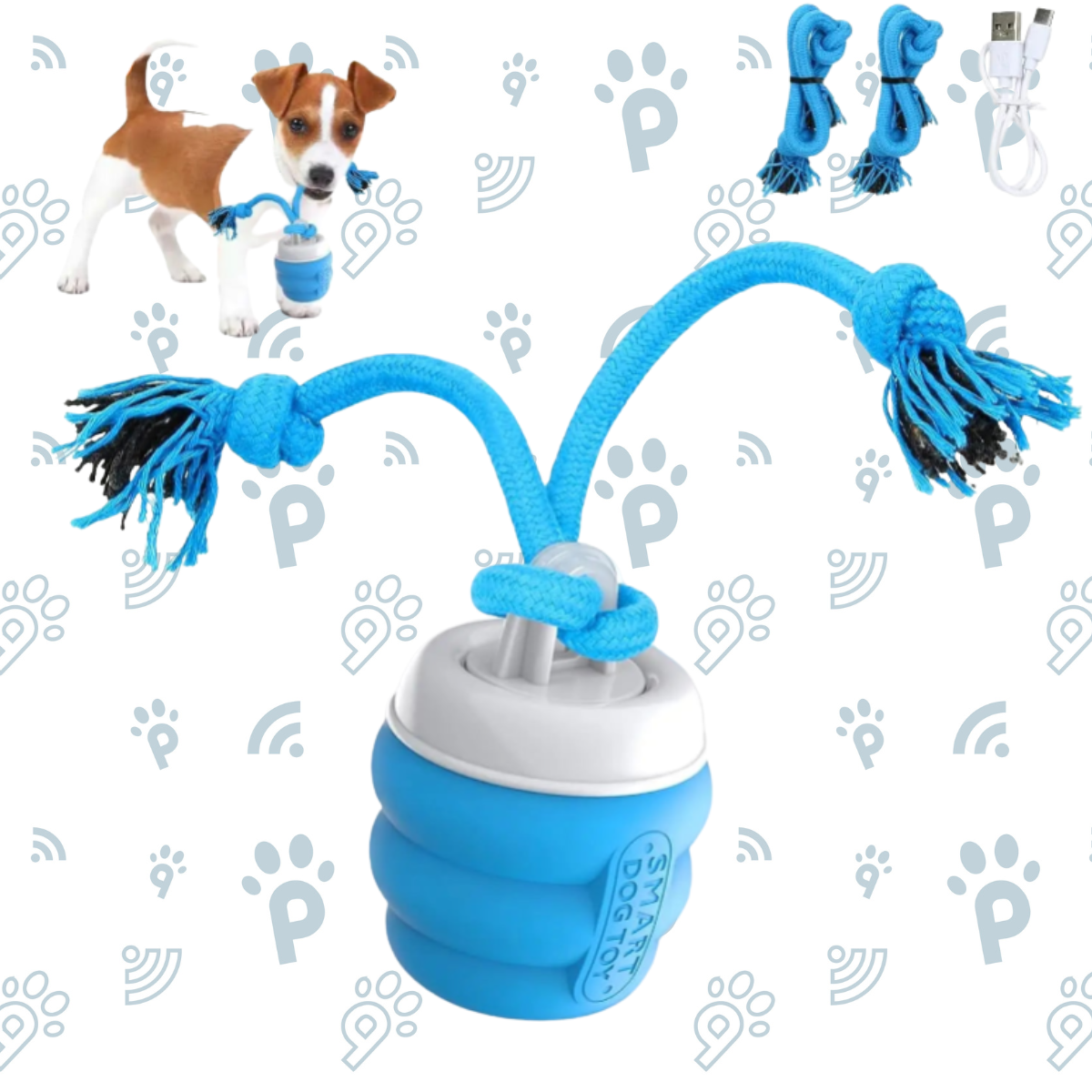 Balle avec corde pour chien