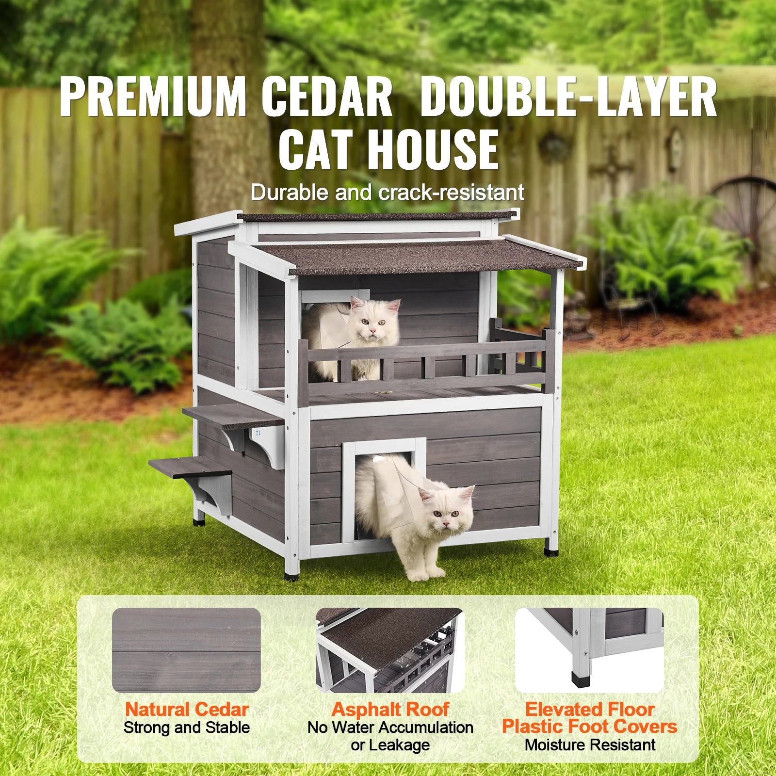 2-Story Outdoor Wooden Cat House