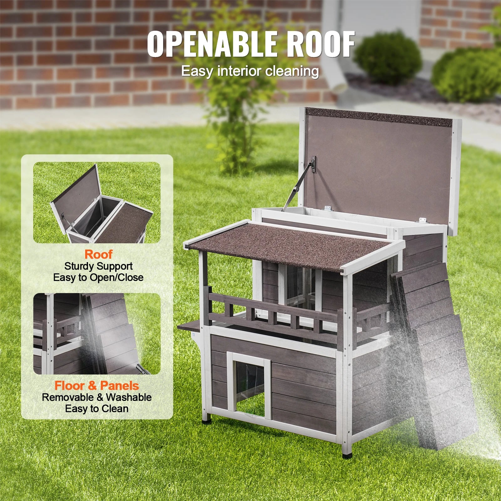2-Story Outdoor Wooden Cat House