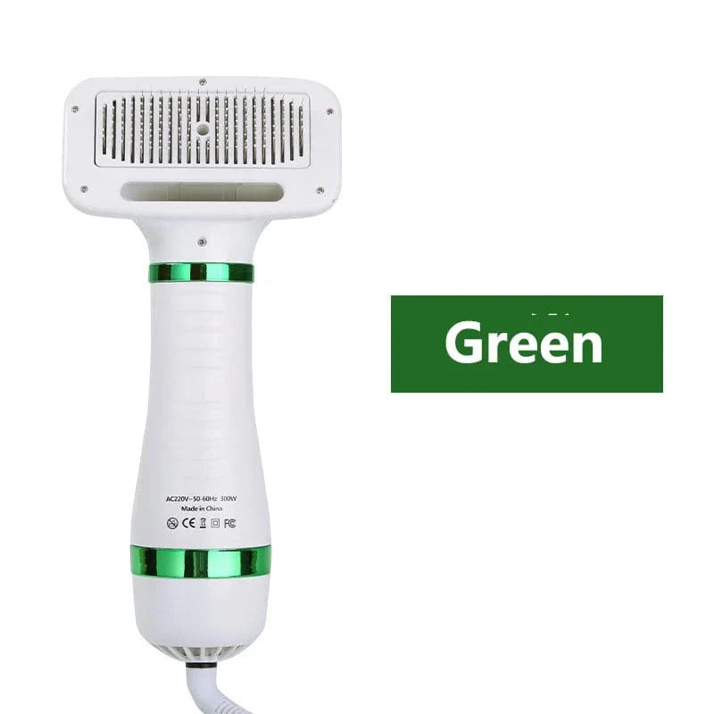 TechnuPet Dog Brush Green-EU 2-in-1 Pet Hair Dryer with Slicker Brush