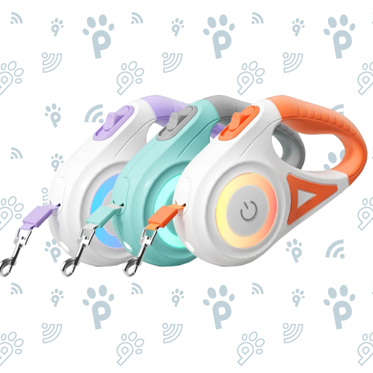 Laisse rétractable pour chien à LED