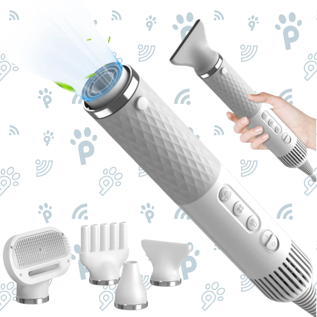 Sèche-cheveux et brosse de toilettage 2 en 1 pour animaux de compagnie